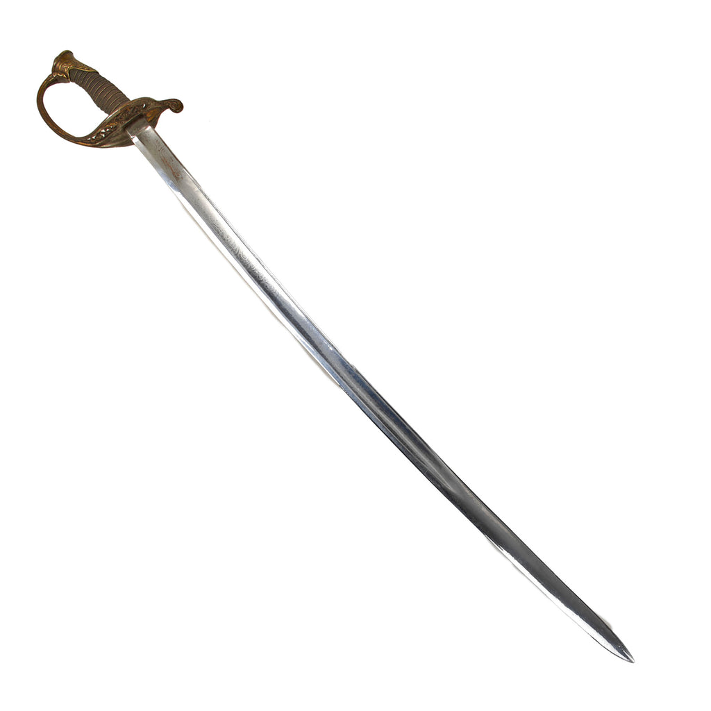 Original U.S. Civil War M1850 Foot Officer Sword with Wire-Wrapped Sharkskin Grip & Etched Plated Blade - Likely Imported Blade