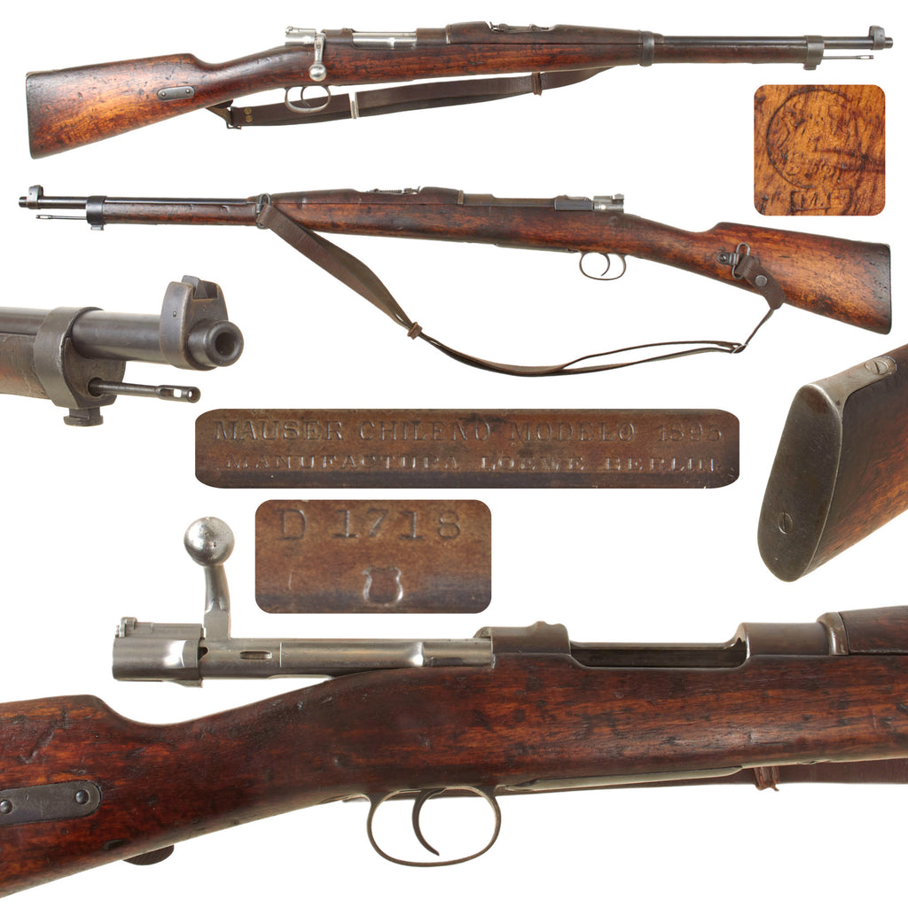 Original German Made Model 1895 Chilean Contract Mauser Short Rifle by Ludwig Loewe with Leather Sling - Serial D 1718