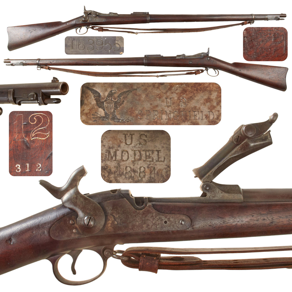 Original U.S. Springfield Trapdoor Model 1873/88 Upgraded Round Rod Bayonet Rifle Manufactured in 1881 with Leather Sling and Tools - Serial No. 163955
