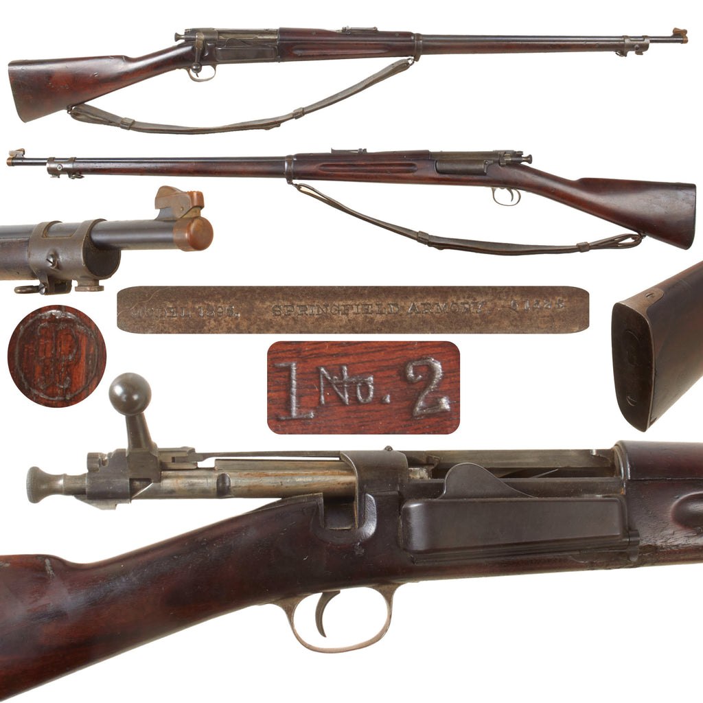 Original U.S. Springfield Model 1896 .30-40 Krag-Jørgensen Rifle with Leather Sling and Muzzle Protector - Serial No. 61525 - Manufactured in 1897