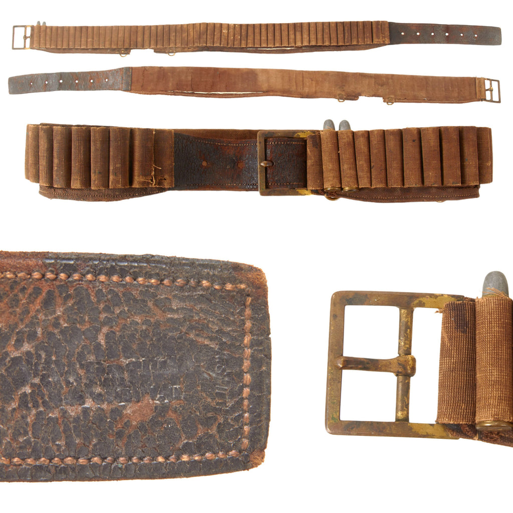 Original U.S. Indian Wars M1876 Type 1 Prairie Cartridge Belt with Scarce 1879 Trials Adapter Brass Rings by Watervliet Arsenal - As-Is