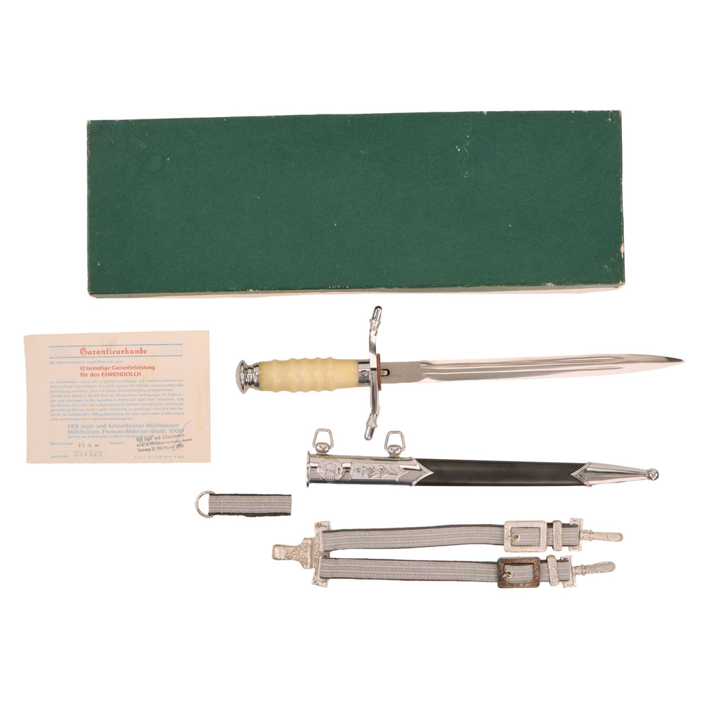 Original German Cold War Era Unissued East German NVA Honor Dagger With Original Hanger, Box and Warranty Card - German Democratic Republic Original Items