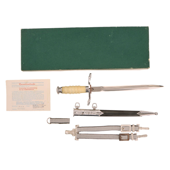 Original German Cold War Era Unissued East German NVA Honor Dagger With Original Hanger, Box and Warranty Card - German Democratic Republic Original Items