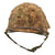 Original U.S. Korean War USMC Rear Seam Swivel Bale M1 Helmet with MSA Liner & Torn Blue Anchor USMC Cover With Stenciled Eagle, Globe and Anchor