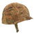 Original U.S. Korean War USMC Rear Seam Swivel Bale M1 Helmet with MSA Liner & Torn Blue Anchor USMC Cover With Stenciled Eagle, Globe and Anchor