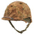 Original U.S. Korean War USMC Rear Seam Swivel Bale M1 Helmet with MSA Liner & Torn Blue Anchor USMC Cover With Stenciled Eagle, Globe and Anchor