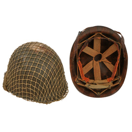 Original U.S. WWII M1 Schlueter Front Seam Swivel Bale Helmet with Helmet Net and Westinghouse Liner