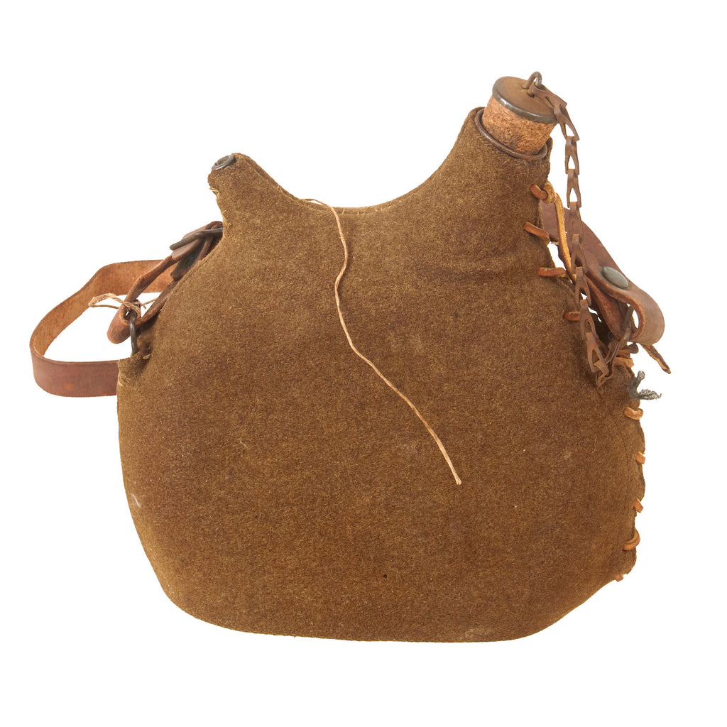 Original French WWI Model 1877 Canteen with Colonial Troops Brown Cover & Shoulder Strap