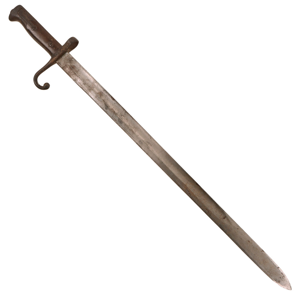 Original Italian M1871 Vetterli Rifle Long Spring Sword Bayonet with Cut-Out Muzzle Ring - Unshortened