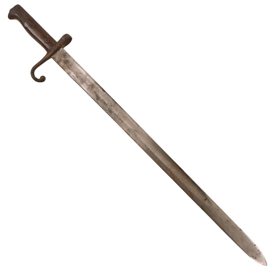 Original Italian M1871 Vetterli Rifle Long Spring Sword Bayonet with Cut-Out Muzzle Ring - Unshortened