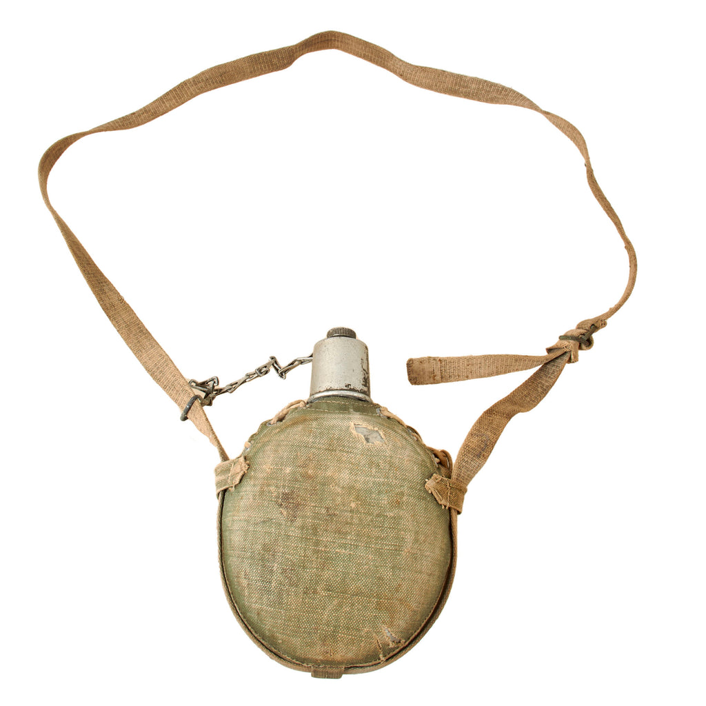 Original Imperial Japanese WWII Special Naval Landing Forces Canteen with Canvas Cover & Strap