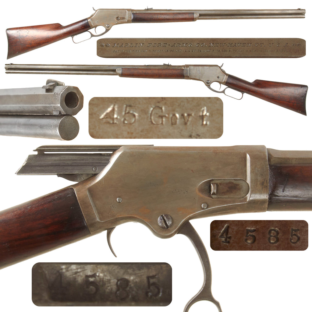 Original U.S. Marlin Model 1881 Large Frame .45-70 Govt. Lever Action Repeating Rifle Manufactured in 1883, Serial No. 4585 Original Items