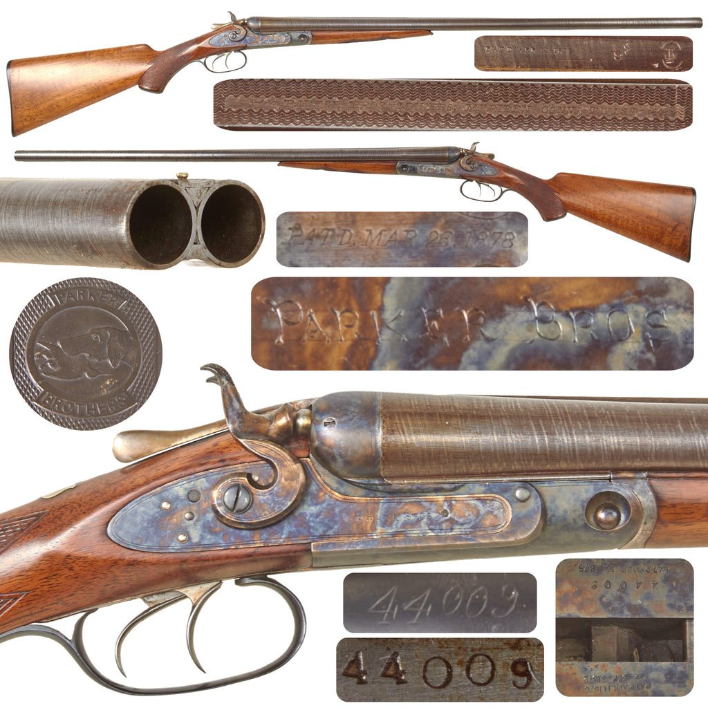 Original Antique U.S. Parker Brothers PT Grade 0 Top Action 12 Gauge Double Barrel Hammer Shotgun, 1885, Serial No. 44009 Original Items