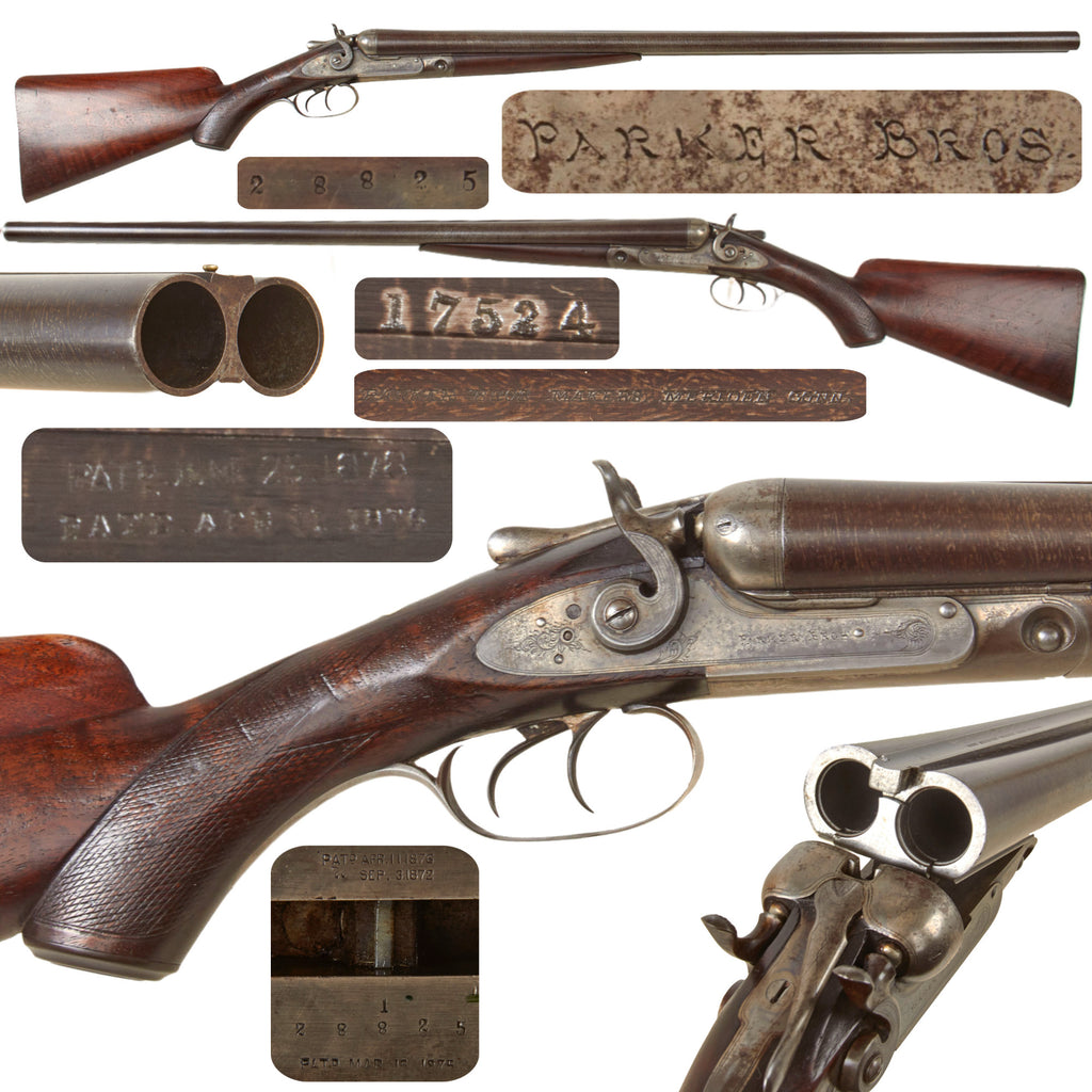 Original Antique U.S. Parker Brothers L1 Grade 1 Top Action 10 Gauge Double Barrel Hammer Shotgun, 1883, Serial No. 28825