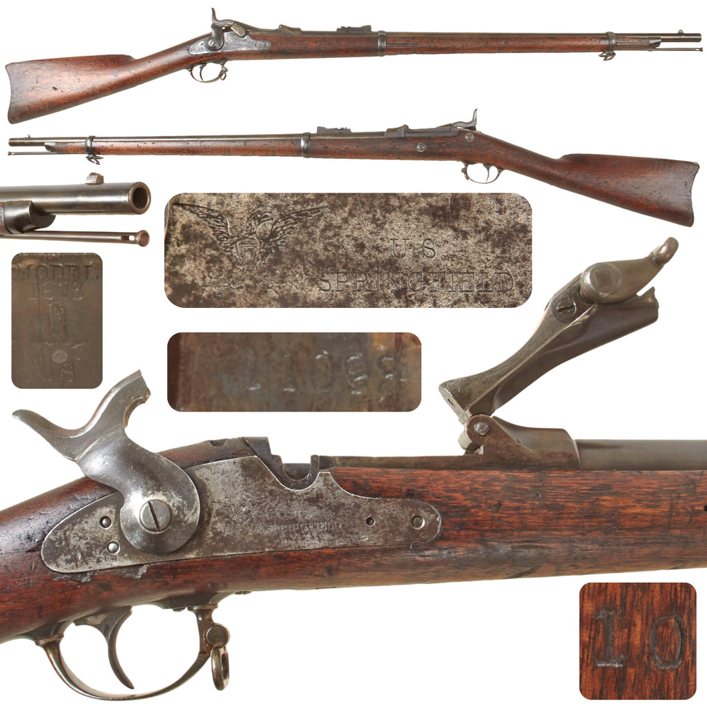 Original U.S. Early Springfield Trapdoor Model 1873 Cadet Rifle Made in April 1874 with Stepped Rear Sight and 2-Notch Tumbler, Serial No. 11093