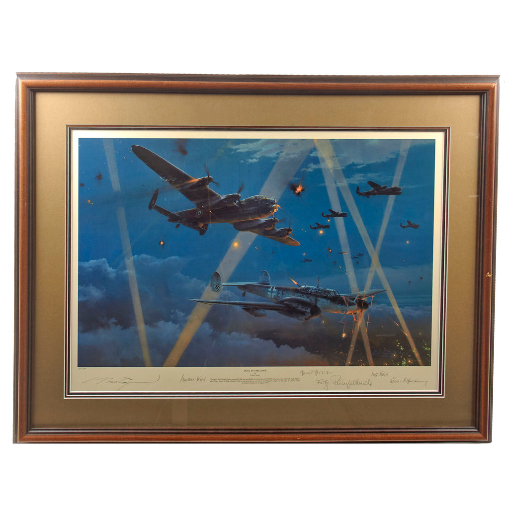 Original Signed Limited Edition Print: Framed “Duel in the Dark” by Robert Taylor Signed by Five Knight’s Cross Recipients - 180/350 - 28 ½ x 35 ¾” Original Items