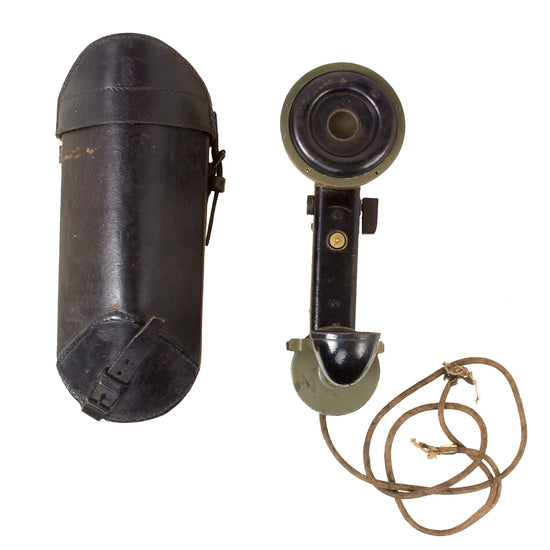 Original German WWI 1916 Trench Field Telephone Handset & Leather Carrier Original Items