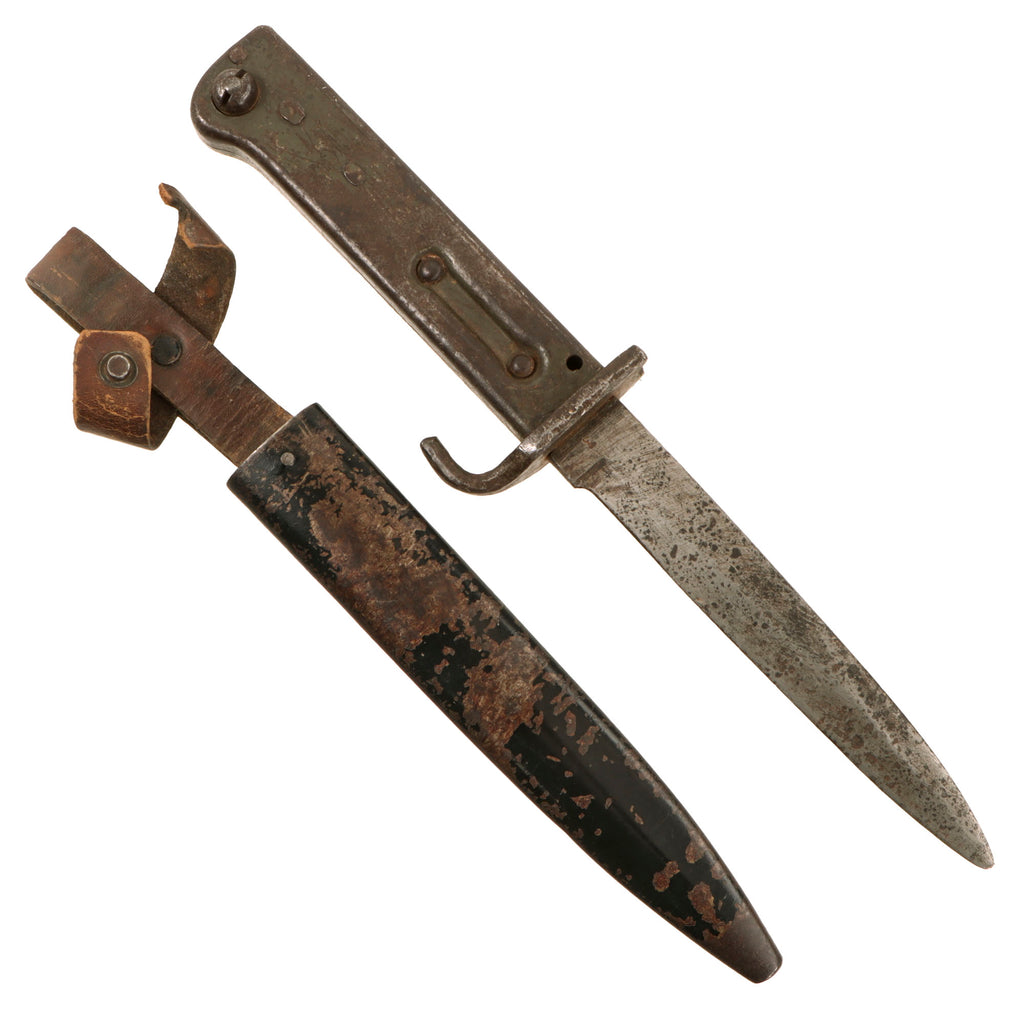 Original German WWI Steel Hilt 5 1/4” Blade Ersatz Bayonet Fighting Knife Combination with Scabbard - Carter Type EB2 Original Items