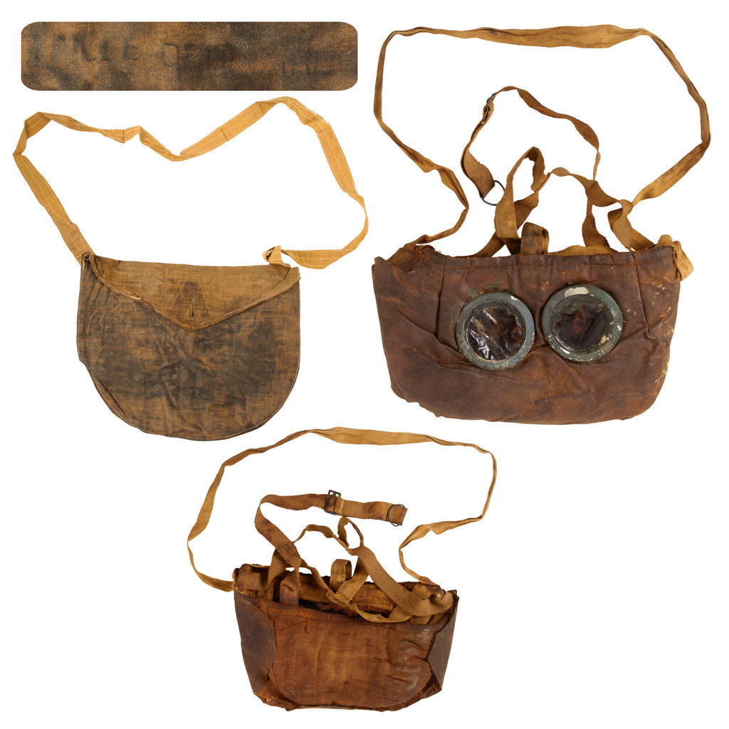 Original French WWI Rare M2 Gas Mask with Original Straps & Carry Bag with Spare Lens Original Items