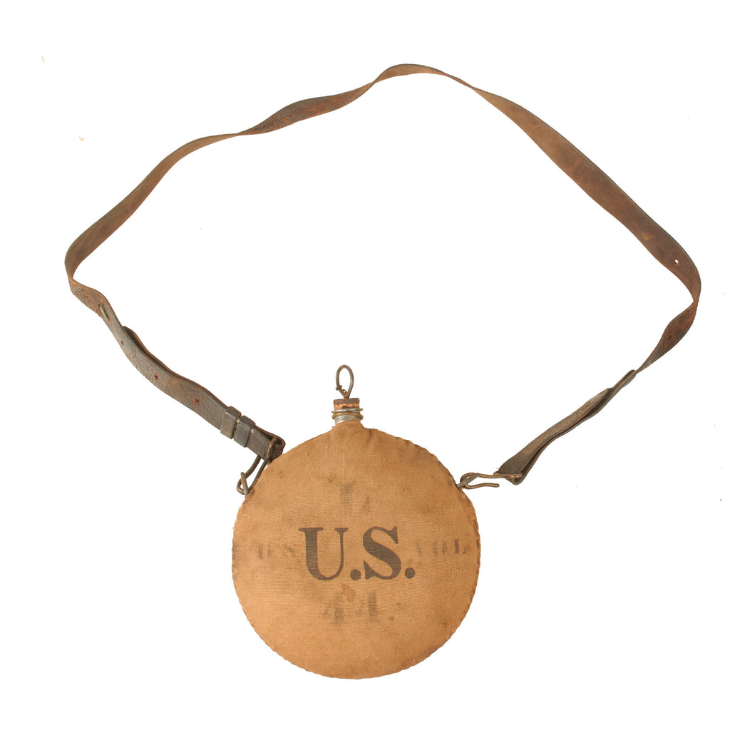 Original U.S. Spanish-American War Unit-Marked M1878 Canteen with Leather Shoulder Strap - 44th U.S. Volunteers