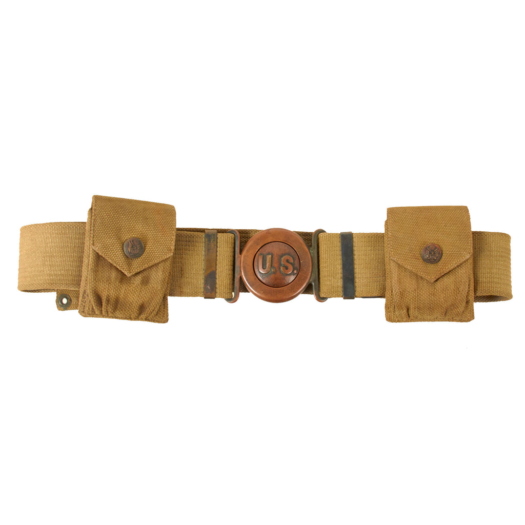 Original U.S. WWI M1910 Mills Garrison Belt with Cartridge Pouches & Bayonet Hanger Original Items