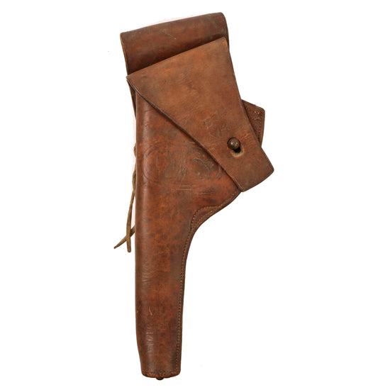 Original Pre-WWI U.S. Unit-Marked Leather Holster for S&W M1905 .38cal Revolver by R.I.A. - Dated 1910
