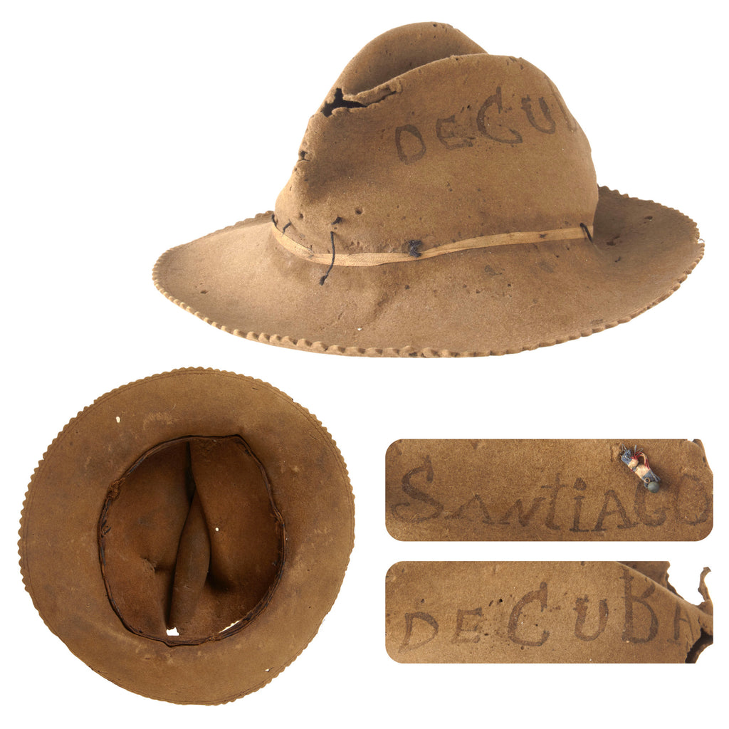 Original U.S. Spanish-American War Battle of Santiago de Cuba M1883 Campaign Hat Inscribed “SANTIAGO DE CUBA” with Serrated Edge Original Items