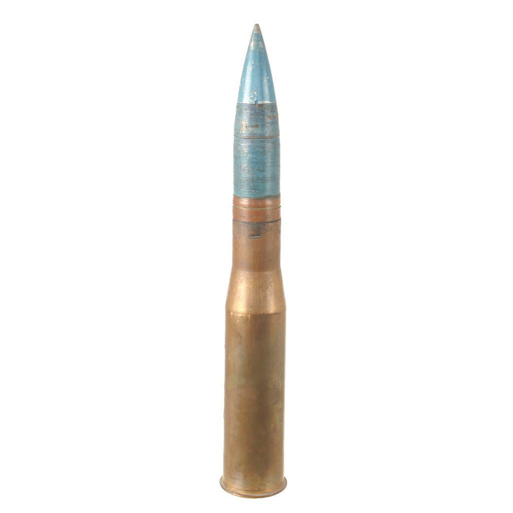 Original U.S. WWII Inert Army 37mm Tank Shell as Used in Stuart Tanks - Dated 1942 Original Items