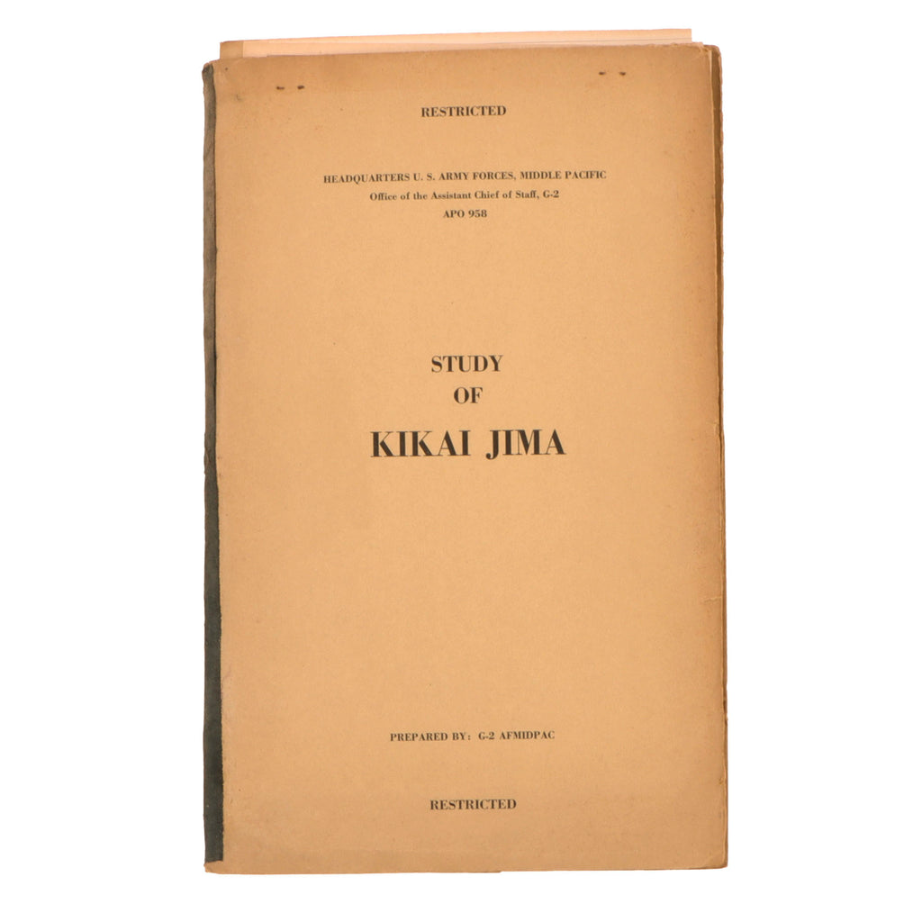 Original U.S. WWII HQ U.S. Army Forces Central Pacific Restricted Invasion Plans for Kikai Jima IJN Air Force Base - Dated February 1st, 1945 Original Items
