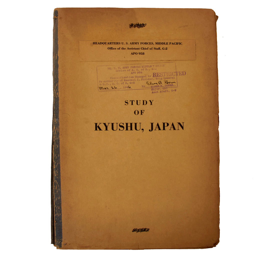 Original U.S. WWII HQ U.S. Army Forces Central Pacific Restricted Invasion Plans for Kyushu, Japan - Maps Only - 10 Maps Total Original Items