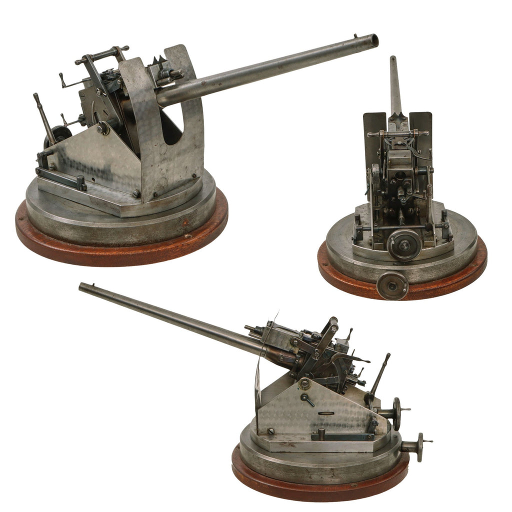 Original U.S. WWII Navy Machinist-Made Miniature Naval Gun with Functional Breech Block & Swivels - Fires a .38 S&W Blank Backwards Original Items