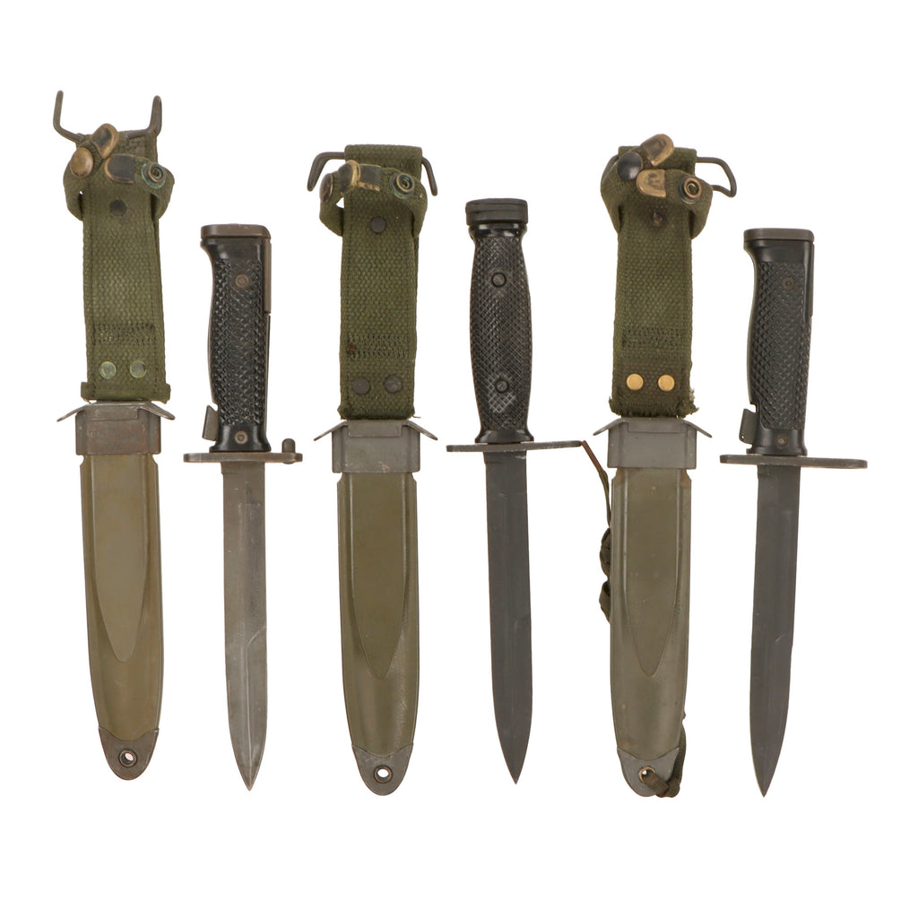 Original U.S. Vietnam War Era M4, M5, & M6 Bayonet Lot with Scabbards - Imperial & Connetta Examples - Three Total