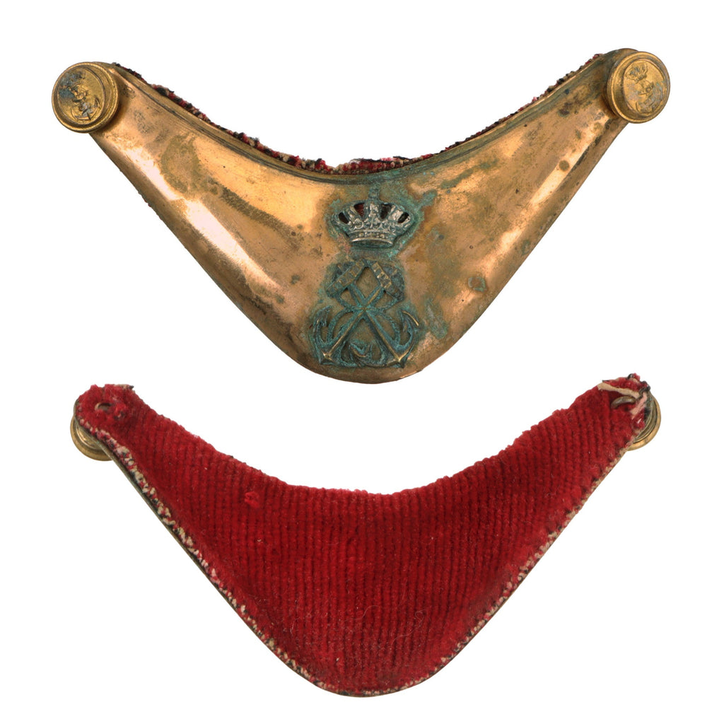 Original Spanish-American War Incredibly Rare U.S. Captured Spanish Marine Officer’s Gorget with Velvet Lining Original Items