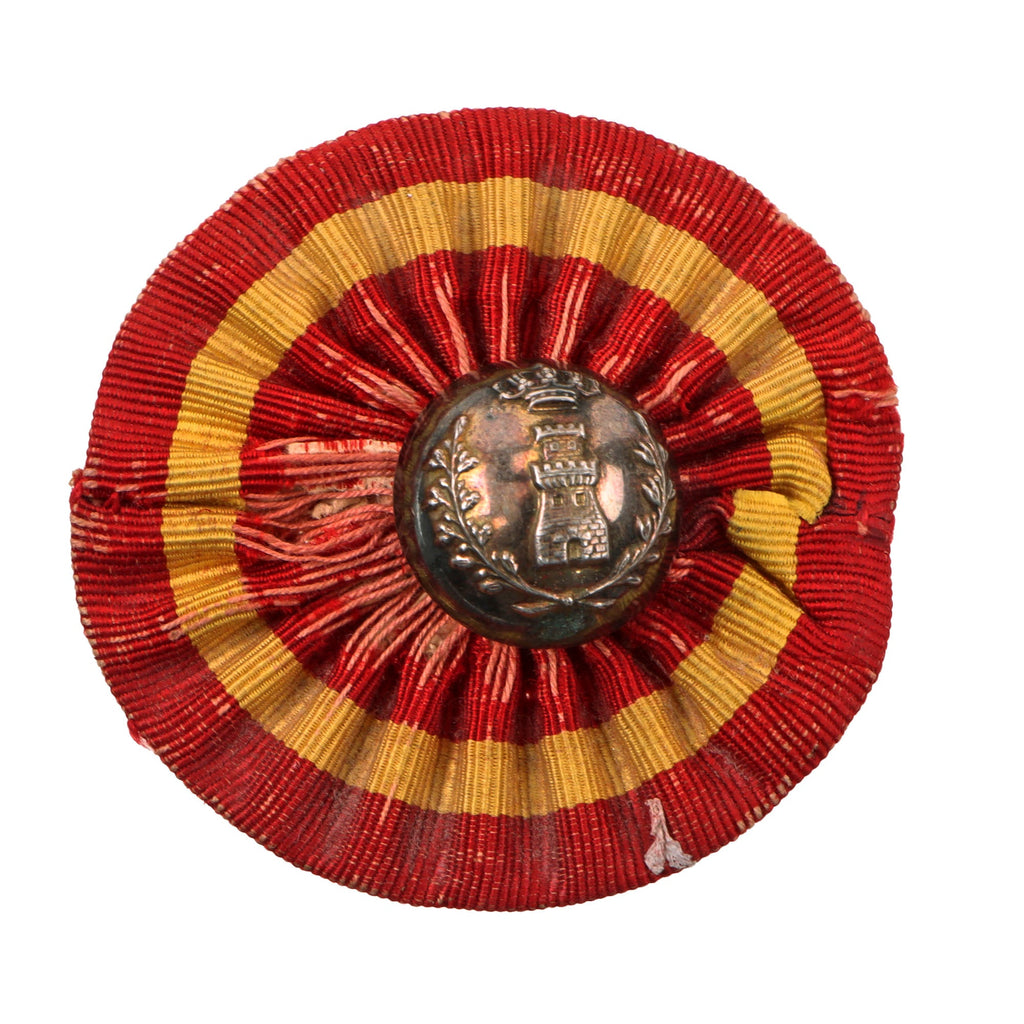 Original Spanish-American War U.S. Captured Engineer Officer’s Spanish Hat Cockade with Rare Madrid Sterling Engineer Button Original Items