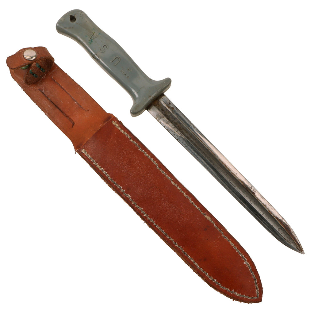 Original U.S. WWII Cut Down M1913 “Patton” Saber Fighting Knife by the Anderson Knife Company of Glendale, California with Leather Sheath - From Collection of American Edged Weapon Museum Original Items
