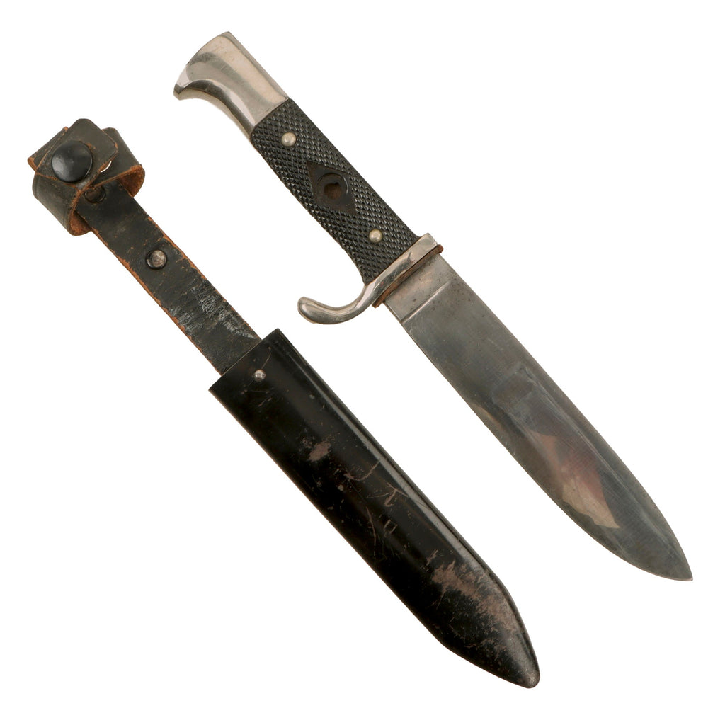 Original German WWII Late Pattern "Sanitized" HJ Knife by Artur Schüttelhofer with Scabbard - RZM M7/13 Original Items