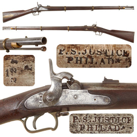 Original U.S. Civil War Rare P.S. Justice Type II Contract Three Groove Rifled Musket in .69 Caliber - Circa 1861
