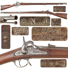 Original U.S. Civil War Springfield Model 1861 Contract Rifle Musket by Trenton Locomotive & Machine Co. with N.J. Surcharge and Excellent Bore, Dated 1863