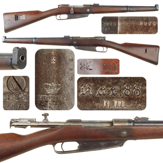 Original German Pre-WWI Karabiner 88 S Cavalry Carbine by Erfurt Arsenal Dated 1895 - Matching Serial 2075
