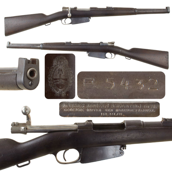 Original German Made M1891 Argentine Mauser Carbine by D.W.M. Berlin Made in 1898 with Intact Crest - Serial Serial B 5432 Original Items