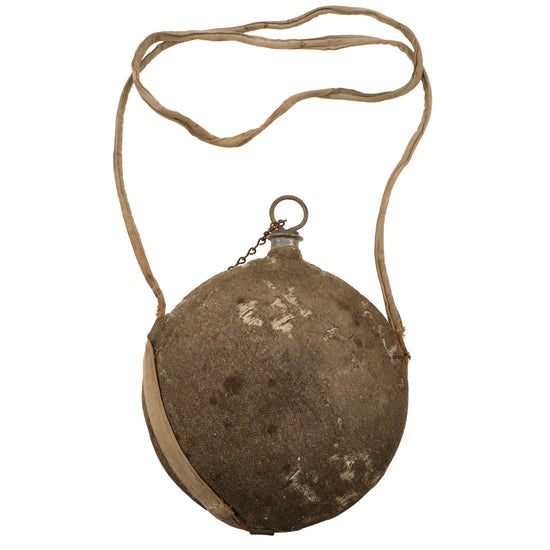 Original U.S. Civil War M1858 Smoothside Canteen with Chained Stopper, Cover & Rare Federal Issue Sling Original Items