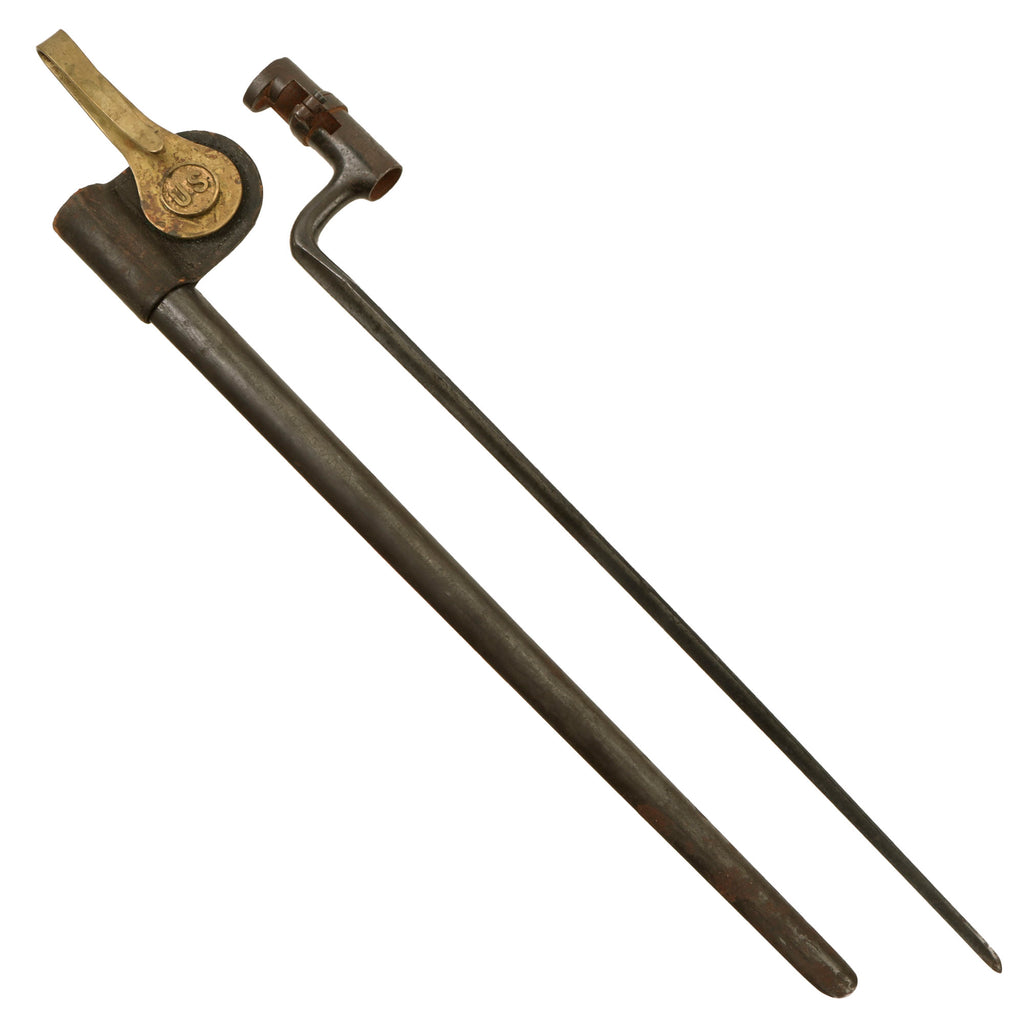 Original U.S. Springfield Trapdoor Cut-Down M1873 Rifle Socket Bayonet with U.S. Scabbard & M1887 Hanger