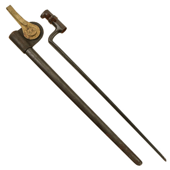 Original U.S. Springfield Trapdoor Cut-Down M1873 Rifle Socket Bayonet with U.S. Scabbard & M1887 Hanger Original Items