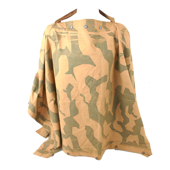 Original French WWII M-1935 Shelter Half Poncho with Rare Screen Printed Geometric Camouflage Pattern on Both Sides Original Items