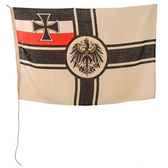 Original Imperial German WWI Kaiserliche Marine Reichskriegsflagge War Ensign Battle Flag with Halyard - 37 x 59”