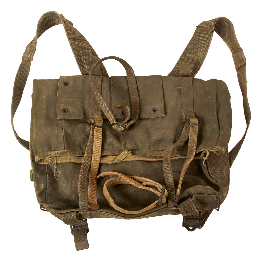 Original U.S. WWII US Marine Corps Field-Camouflaged P-41 “782” Haversack - Period-Applied Paint Original Items