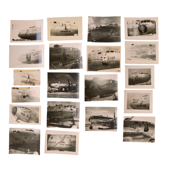 Original U.S. WWII AAF Nose Art Photo Collection with Fantastic Suggestive Artwork - 20 Photos Total