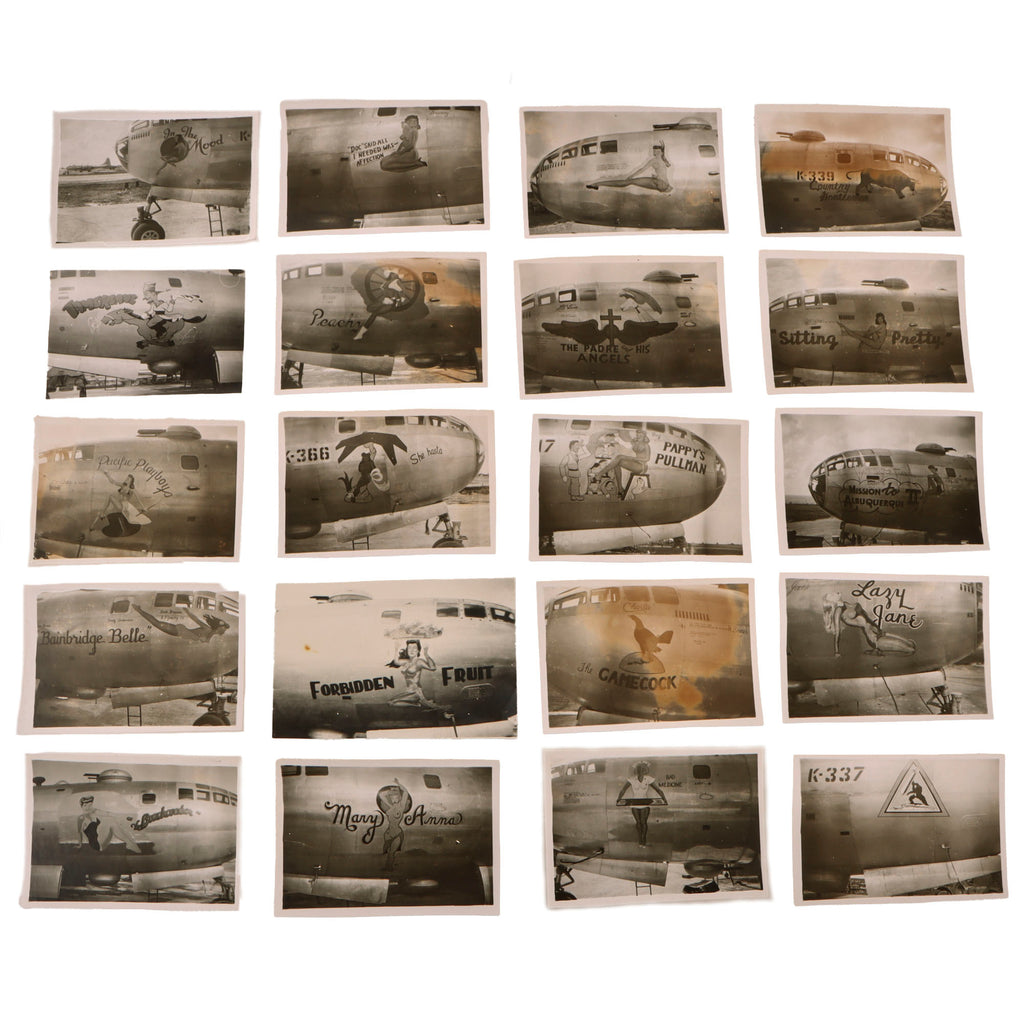Original U.S. WWII AAF Nose Art Photo Collection with Fantastic Suggestive Artwork - 20 Photos Total