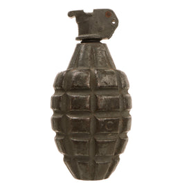 Original U.S. Post-WWI 1920s Inert Early Body MkII Pineapple Grenade with Original Grey High Explosive Paint and Partial Cutback Fuze