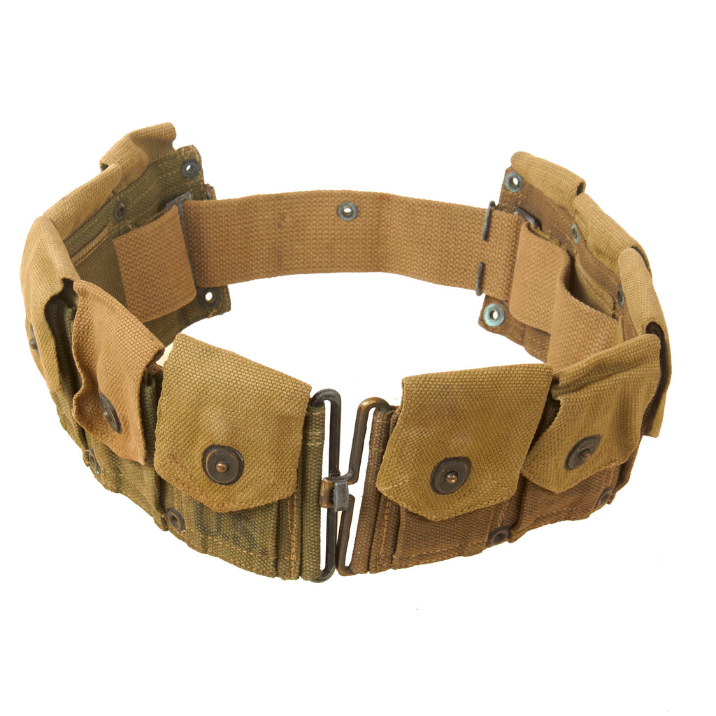 Original U.S. WWII M1923 Cartridge Belt in Transitional Two-Tone Color Scheme by Hinson Mfg. Co. - Dated 1943